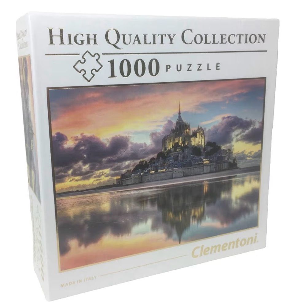 Clementoni Mont Saint-Michel, France, 1000 Piece Jigsaw Puzzle Small Square Box)